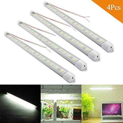 LED Strip Light Bar,SOLMORE DC 12V 7W 36 LED Interior Light Lamp Strip Bar Car Van Bus Caravan Under Cabinet Strips Light LED Desk Reading Lamp for Work Tables Pianos DJs Cabinet Display White (4Pcs)