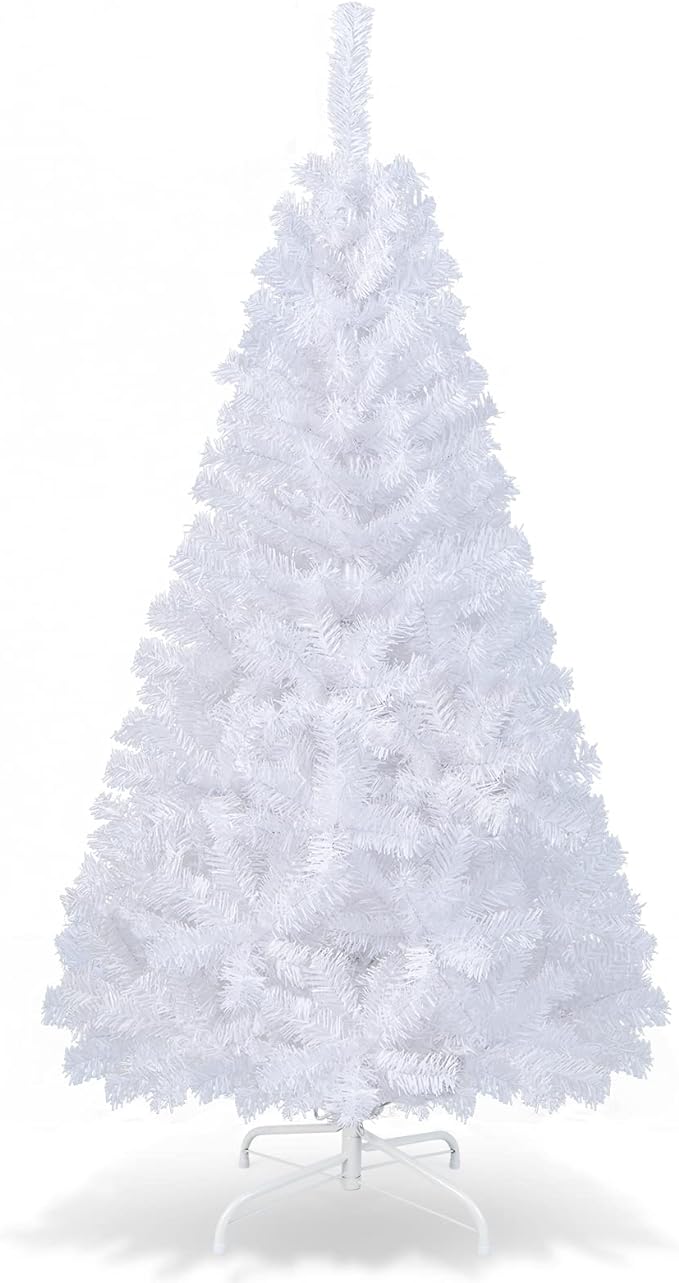 COSTWAY 5Ft-Artificial-PVC-Christmas-Tree-W-Stand-Holiday-Season-Indoor-Outdoor-White