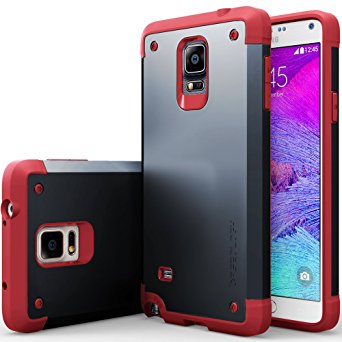 Galaxy Note 4 Case, Caseology [Sleek Armor Series] Slim Fitted Hard Exterior [Black / Red] [Metallic Shell] for Samsung Galaxy Note 4