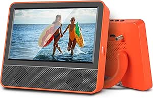 7“Portable TV,Small IPS 1080P Screen TV with Digital ATSC Tuner,Headphone out-USB/TF Port-HDMI Input,Mini TV for Camping RV Kitchen (Orange)