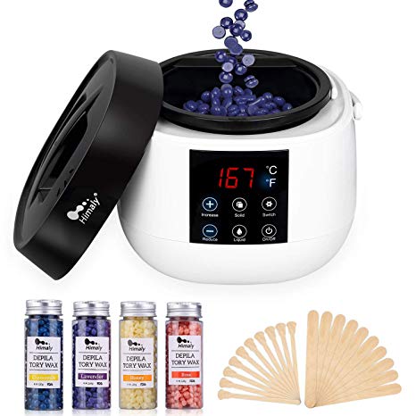 himaly Hot Wax Warmer Machine Electric Wax Heater with 4 Flavors Hard Wax Beans and 20 Wax Applicator Sticks Hair Removal Waxing Kits Professional for Face,Body,Bikini Area, Legs (Upgraded Version)