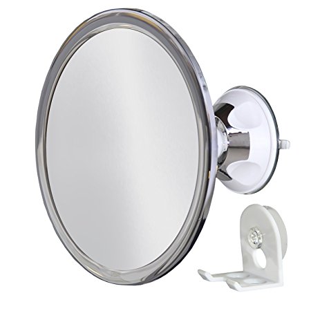 No Fog Shower Mirror with Rotating, Locking Suction; Bonus Separate Razor Holder | Adjustable Arm for Easy Positioning | Best Personal Mirror for Shaving Available | The Perfect Gift