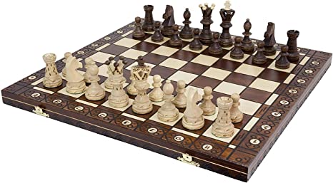 Handmade Chess Set European Ambassador with 21 Inch Board and Hand Carved Chess Pieces WEGIEL