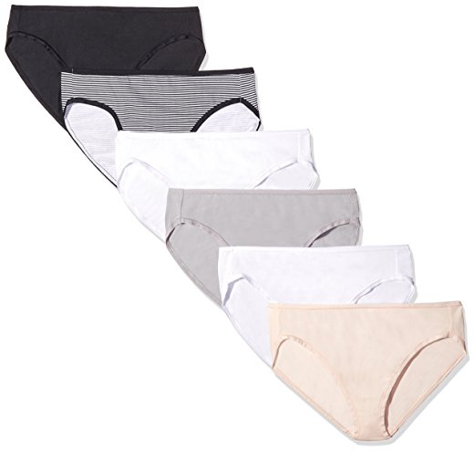Amazon Essentials Women's Cotton Stretch Hi-Cut Brief Panty, 6-Pack