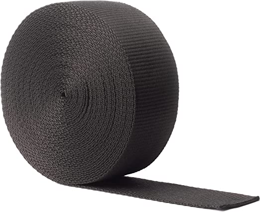 Heavy Duty Polypropylene Webbing Strap Tape for Backpacks, Rucksack, Luggage/Cargo Strapping, Luggage - 5 Metres (Black, 25mm)
