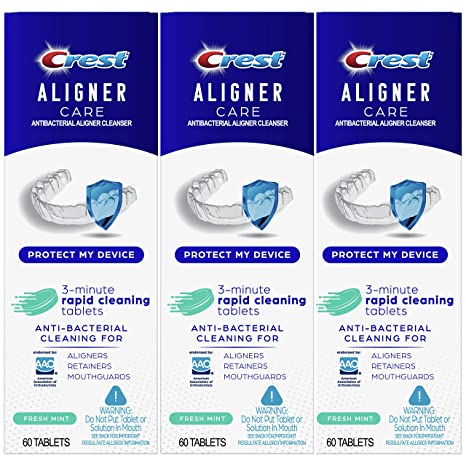 Crest Aligner Care Rapid Cleaning Tablets for Aligners, Retainers, Mouthguards, 60-Count, Pack of 3