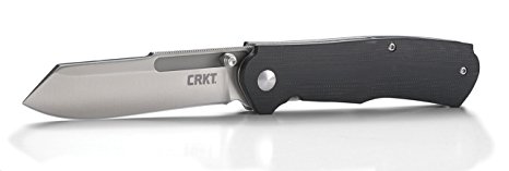 CRKT Radic Folding Pocket Knife: Spring Assisted Opening EDC Folder with Locking Liner, Plain Edge Sheepsfoot Blade with Satin Finish and G10 Handle