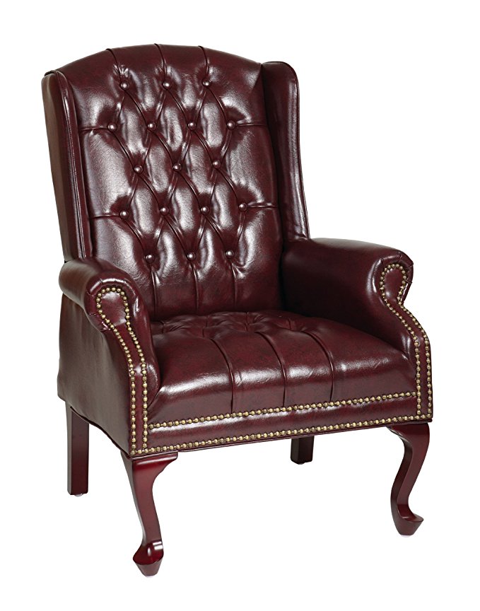 Office Star Traditional Queen Anne Style Vinyl Chair, Jamestown