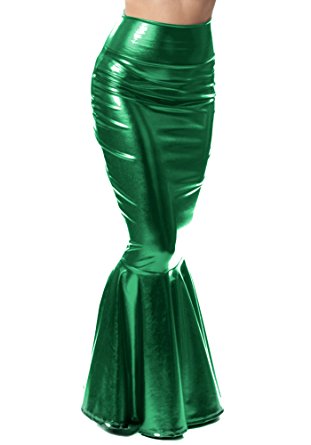 Sidecca Faux Leather Wet Look Metallic Mermaid Costume Maxi Skirt