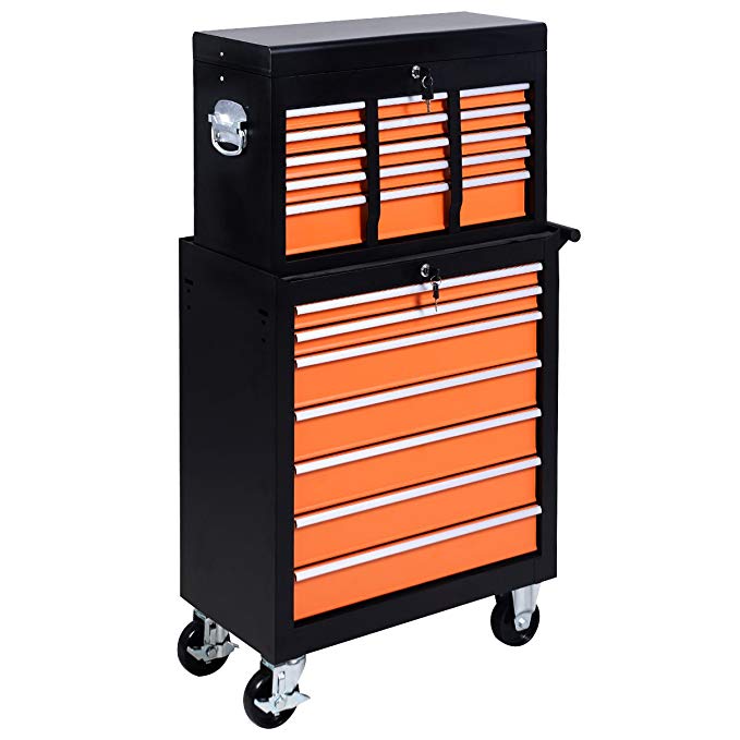 Giantex Tool Cart 16 Drawers Top Chest Box Rolling Toolbox Cabinets Storage