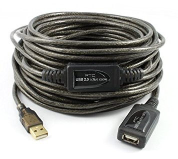 PTC 15 m / 49 ft USB2.0 Active repeater / extension M/F cable - Supports High speed 480 Mbps data rate.