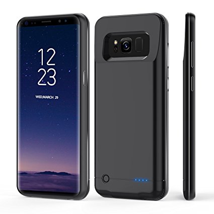 Galaxy S8 Battery Case,WingYeah Ultra Slim Portable Charger Galaxy S8 Charging Case 4200mAh Extended Battery Pack Power Cases Juice Bank Cover (Black Pearl)- 5.8 inch