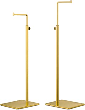 YIFU DISPLAY Purse Display Stand - 2 Pack Polished Gold Counter Adjustable Height Handbag Display Stand- Single Hanging Hook Bag Display (Polished Gold)