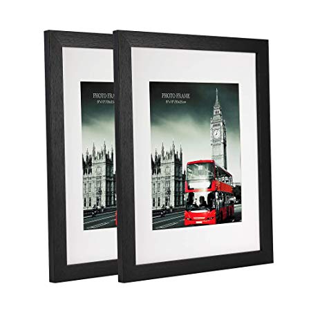 Home&Me 11X14 Black Picture Frame 2 Pack Made to Display Pictures 8X10 Mat 11X14 Without Mat Wide Molding Wall Mounting Material Included