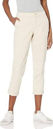 Amazon Essentials Women's Mid-Rise Slim-Fit Cropped Tapered Leg Khaki Pant