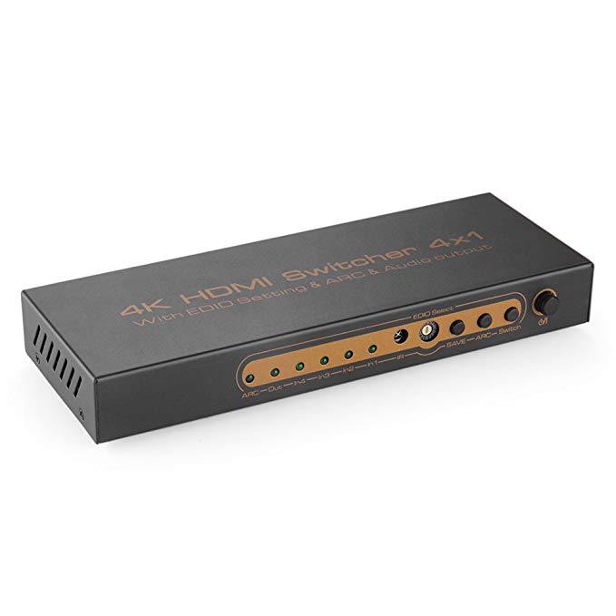 TNP HDMI Switch with Audio Out Extractor Splitter - HDMI to HDMI   Optical Toslink SPDIF   RCA Stereo L/R Audio Output Digital to Analog Sound Converter Video Audio Switcher Box Hub