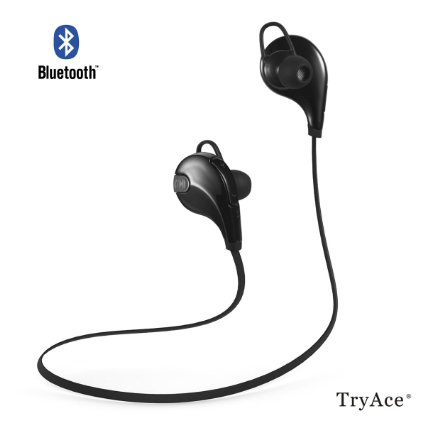 TryAceQy7 V40 Bluetooth Wireless Lightweight In-Ear Sportsrunning Earbuds Headphones Headsets Wmicrophone for Iphone Android Samsung Galaxy Smart Phones Bluetooth Devices BLACK