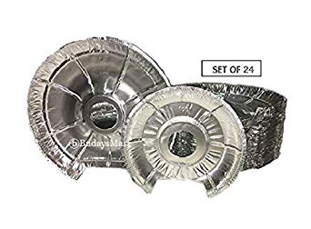Electric Stove Bib Liner -Pack Of 24 -12 Large, 12 Small Electric Disposable Foil Burner Liners