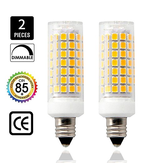 E11 LED Bulbs- 75W or 100W Equivalent halogen Repalcement 650 Lumens, Mini Candelabra Base,110, 120v,130 Volt,Warm white, Replaces T4 /T3 JD Type Clear E11 Light Bulb (Pack of 2)