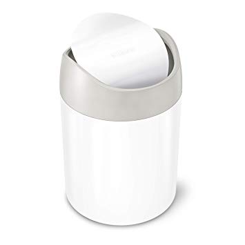 simplehuman 1.5 Litre countertop Trash can, White Stainless Steel