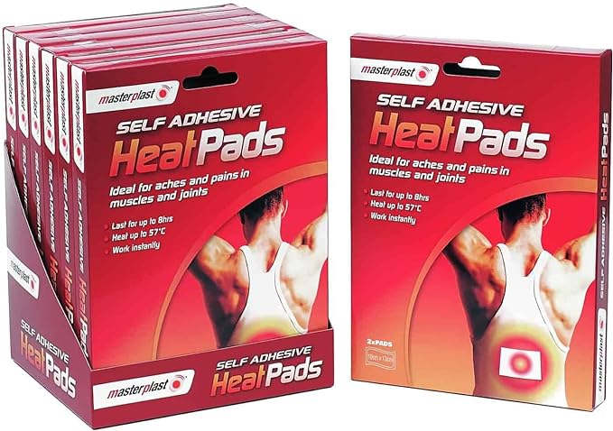Masterplast Self Adhesive Heat Pads relieves Aches Pains Pack, White, 10x13 cm (Pack of 2)