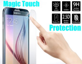Defway for Samsung Galaxy s6 5.1" Tempered Glass Screen Protector with 4 Invisible Short Cut Keys, Ballistic Glass Impact Screen Protection, High Definition Clear Premium Invisible Shield