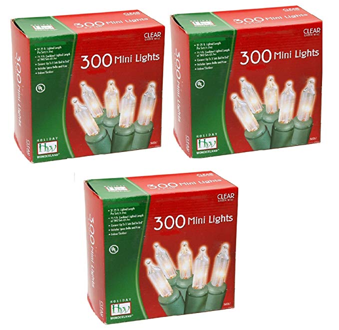Noma/Inliten Holiday Wonderland 300-Clear Mini Lights, Green Wire (Pack of 3)