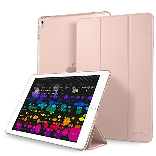 iPad Pro 10.5 Case, DTTO Ultra Slim Fit Smart-shell Stand Cover with Auto Wake / Sleep, Precise cutouts Translucent Frosted Back Cover or Apple iPad Pro 10.5 Inch 2017 Released Tablet,Rose Gold