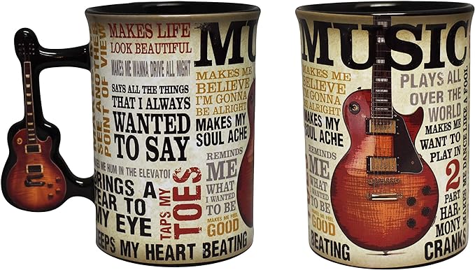 Midsouth Products Music is Passion 16 oz. Mug with Guitar Handle,Multicolor