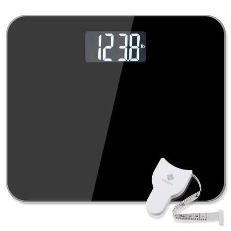 Etekcity Digital Body Weight Scale: Ultra Wide Platform, Tempered Glass Surface, 440 Pounds, Elegant Black