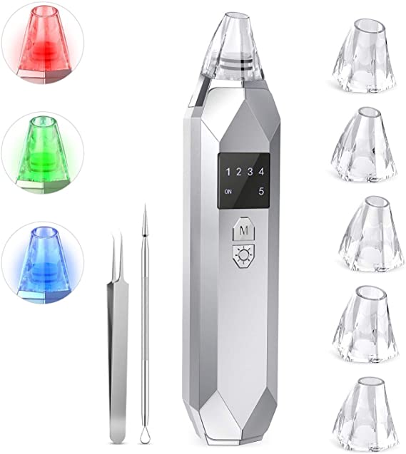 Blackhead Remover Pore Vacuum Cleaner,TAYTHI USB Rechargeable Face Vacuum Comedone Extractor Tool for Blackhead Whitehead Acne Removal with Beauty Lamp for Women Men