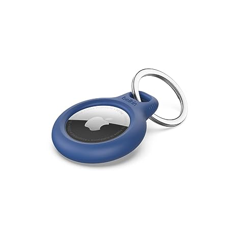 Belkin AirTag Case Secure Holder with Key Chain for Apple Air Tag Protective Cover with Advance Scratch Resistance - Blue Colour (F8W973)