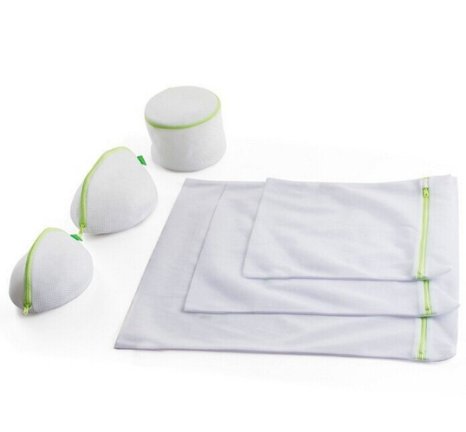 Bekith Essential Laundry Mesh Wash Bag Set With Zipper Closure (Small * 1, Medium * 1, Large * 1, Bra Wash Bag * 3) - Set of 6