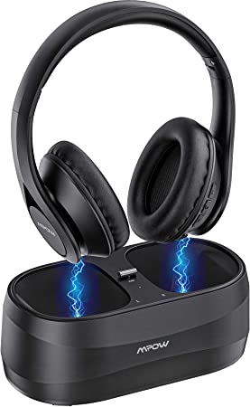 Mpow T20 Wireless TV Headphones with Bluetooth 5.0 Transmitter, Charging Dock, Stereo Sound Headset, 25H Playtime, Easy Charge, Optical, RCA, AXU, USB Port for Wide Compatibility, Senior, Plug n Play