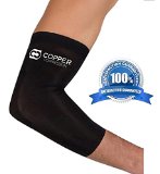 Copper Compression Recovery Elbow Sleeve - Highest Copper Content GUARANTEED and Highest Quality Copper  Infused Fit Wear Anywhere Large
