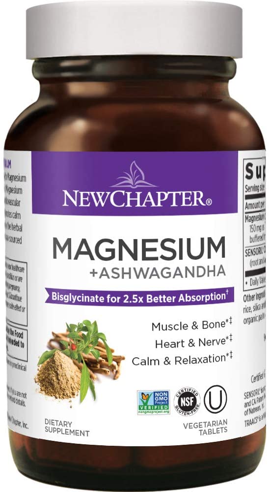 Magnesium, New Chapter Magnesium   Ashwagandha Supplement, 2.5X Absorption, Gluten Free, Non-GMO - 30ct