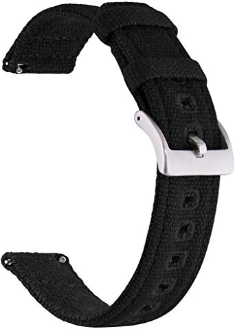 MeiQ Comfortable Canvas Quick Release Watch Band, Replacement Upgrade Watch Strap for Men and Women, Canvas with Stainless Steel Buckle, Available in 22mm and 20mm, Frontier Collection