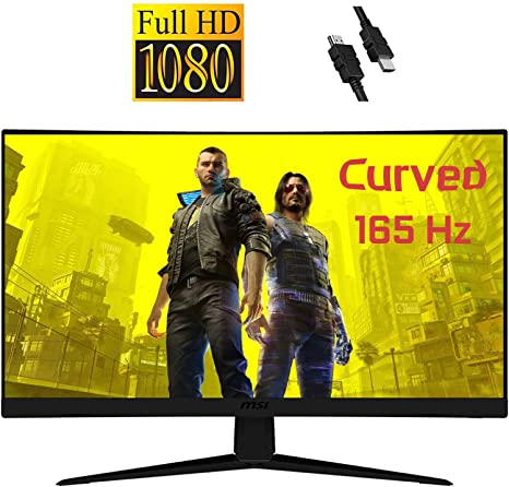 2020 Premium MSI Optix 27" Curved Gaming Monitor: Full HD (1920 x 1080) 165Hz 1ms, Anti-Glare Super Narrow Bezel, VESA Compatible, Tilting, AMD FreeSync, 3000:1   iCarp HDMI Cable