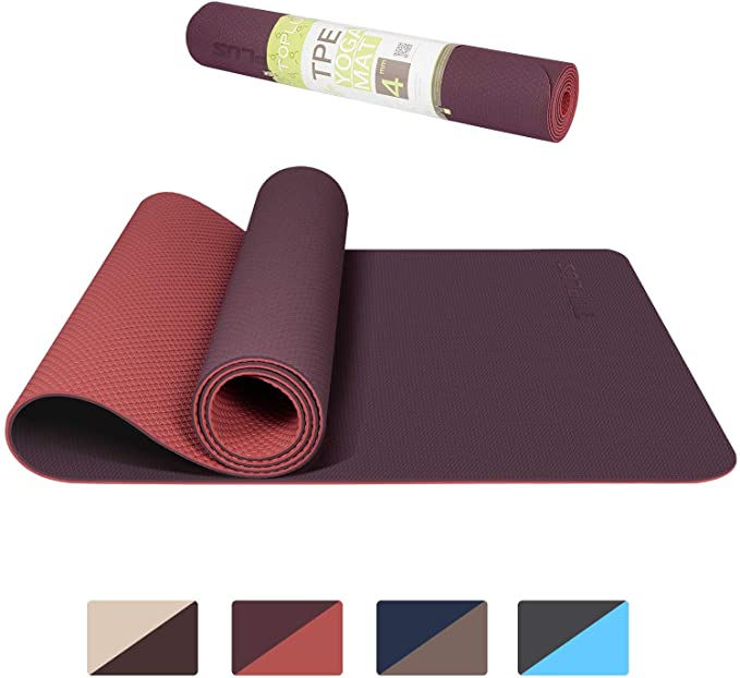 TOPLUS Yoga Mat, Fitness & Exercise Mat - Classic 4mm Thick Eco Friendly Non Slip Workout Mat with Carrying Strap for Yoga, Pilates, Gym and Floor Workouts