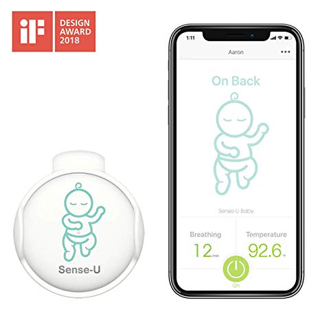 Sense-U Baby Monitor with Breathing Rollover Movement Temperature Sensors: Track Your Baby's Breathing, Rollover, Temperature(2019 Newest Model for Best Accuracy)