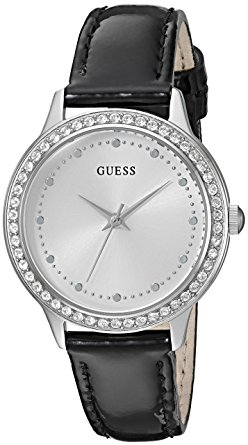 GUESS Watches Genuine Leather Strap Buckle