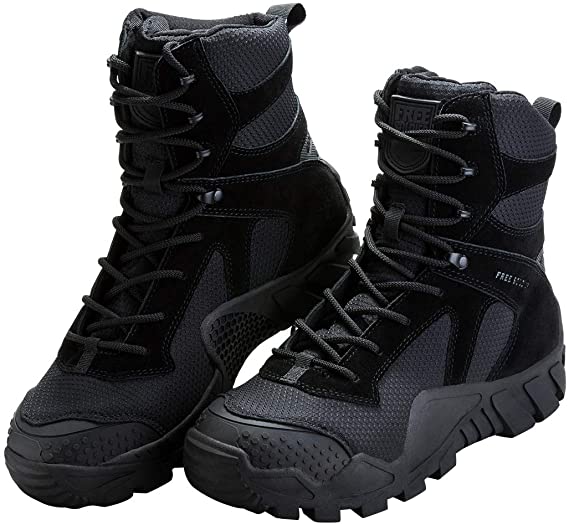 FREE SOLDIER Outdoor Men's Tactical Military Boots Suede Leather Work Boots Combat Hunting Boots