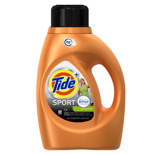 Tide Plus Febreze Freshness Sport Active Fresh Scent HE Turbo Clean Liquid Laundry Detergent, 46 Ounce (24 Loads), 2 Count