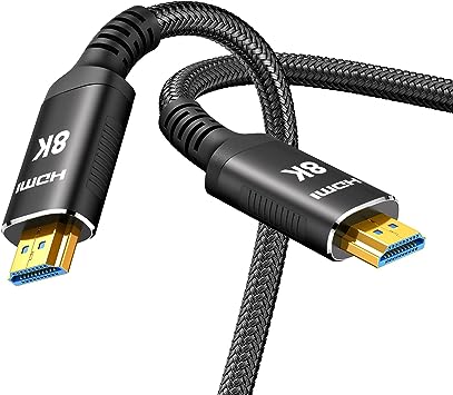 Snowkids 8K HDMI Fiber Optic Cable Long 2.1 75FT/23M, Unidirectional Ultra 48Gbps High Speed 3D 8K60 4K120 144Hz Braided HDMI Cord eARC HDR10 HDCP 2.2&2.3 Compatible with Roku TV/PS5/HDTV/Blu-ray