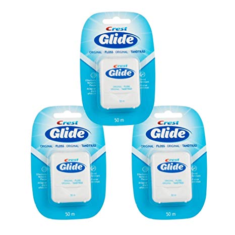 Glide From Crest Dental Floss Unflavoured 50m (Pack of 3)