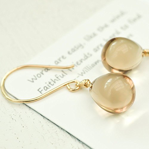 Beige earrings glass drop 14kt rose gold-filled, 14kt yellow gold-filled or sterling silver