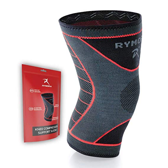 Rymora Knee Support Brace Compression Sleeve - for Joint Pain, Arthritis, Ligament Injury, Meniscus Tear, ACL, MCL, Tendonitis, Running, Squats, Sports (Single Pack)