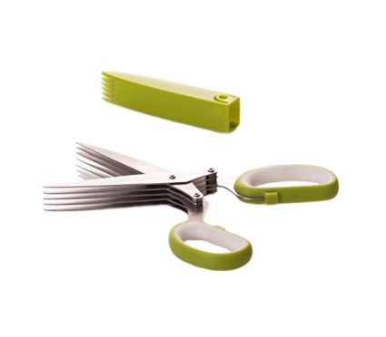 EWEI'S HomeWares 5-Blade Herb Scissors, Stainless Steel Multi Blade Shears, Herb Cutter
