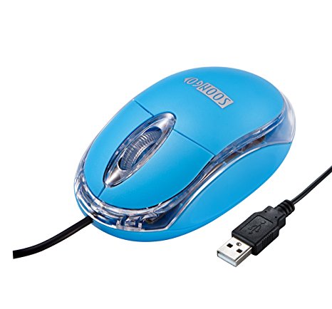 USB Wired Mini Blue Mouse for Laptop with LED Light by SOONGO
