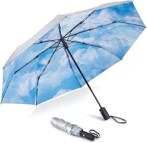 G4Free UPF 50  UV Protection Large Travel Umbrella 46 Inch Auto Open Close Windproof Sun Blocking Umbrella